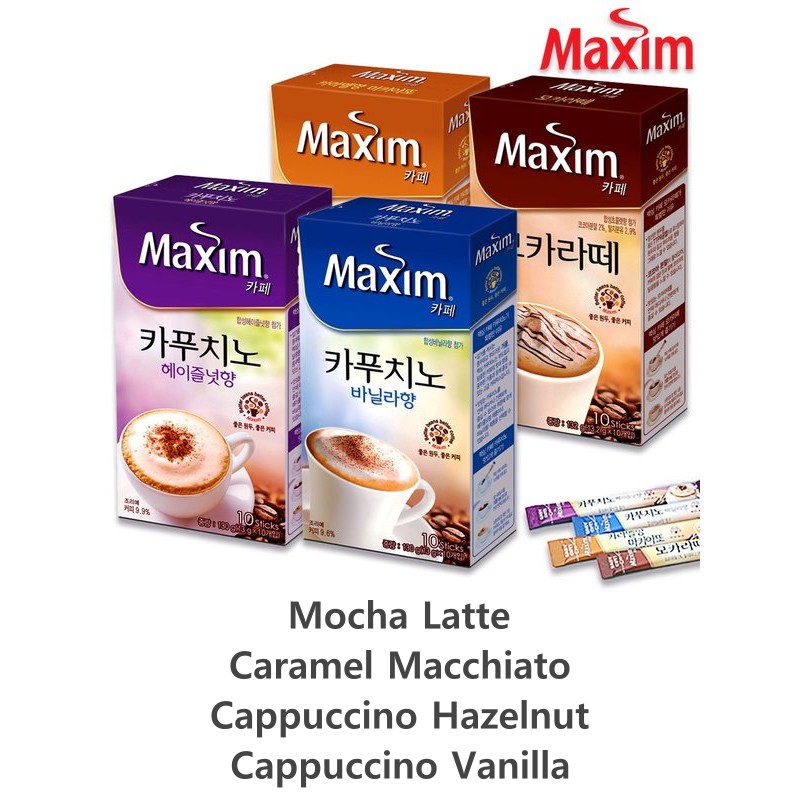 Maxim Cafe Coffee 10T Mocha Latte, Caramel Macchiato