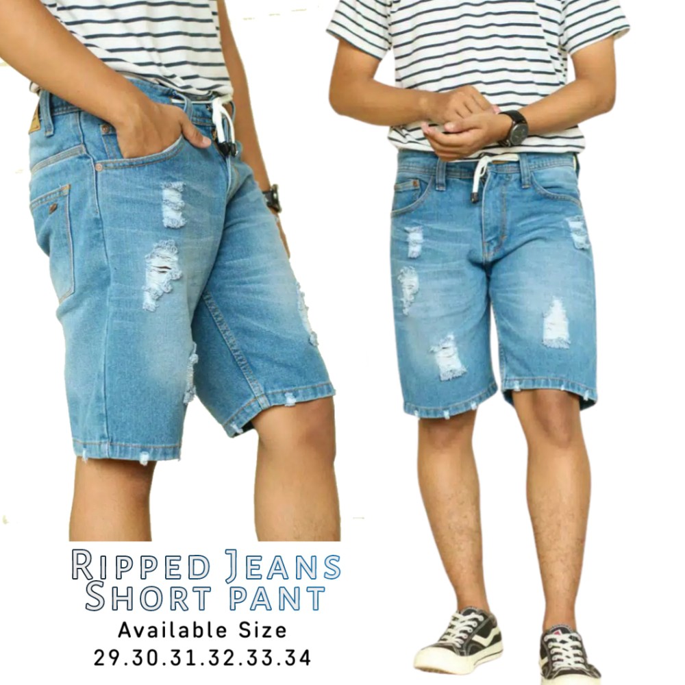 Ripped Short Jeans Ripped Jeans Short Jeans Men S Ripped Jeans Men S Shorts Shopee Singapore