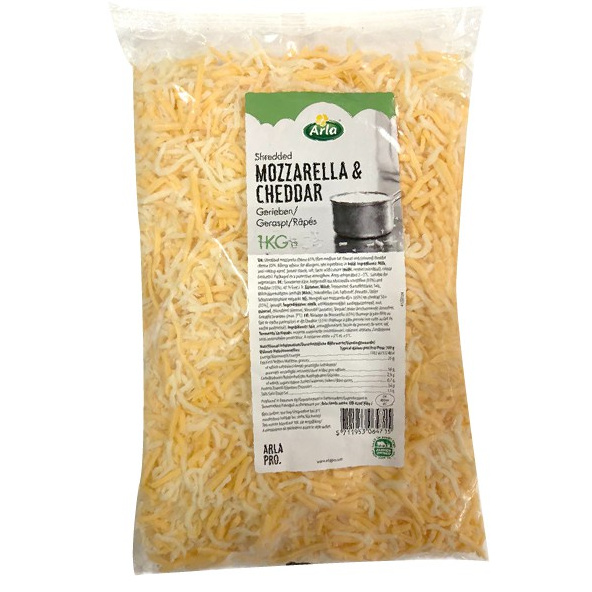 [FROZEN] Arla Frozen Shredded Mozzarella Cheese & Cheddar 1kg Shopee