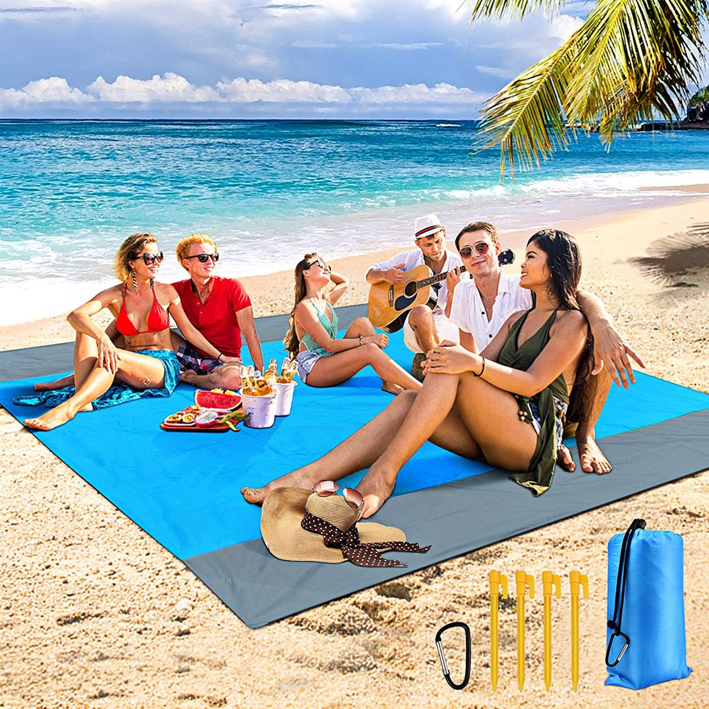 Sand Proof 79" x 83" Oversized Beach Blankets Beach Picnic Mat Easy to Pack 