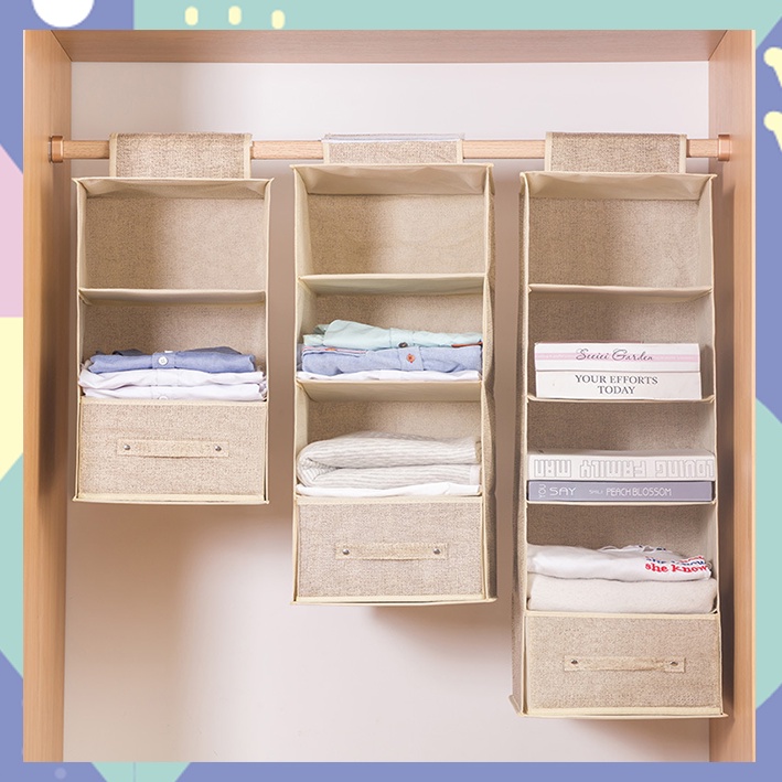 [SG] Hanging Wardrobe Organiser Drawer Foldable Rack Clothes Storage ...