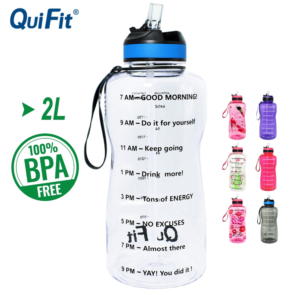 Leakproof Water Bottles BPA Free Water Bottle Handle/&Straw Drink Water Bottle Time Marker for Sports Fitness outdoor Yellow Blue