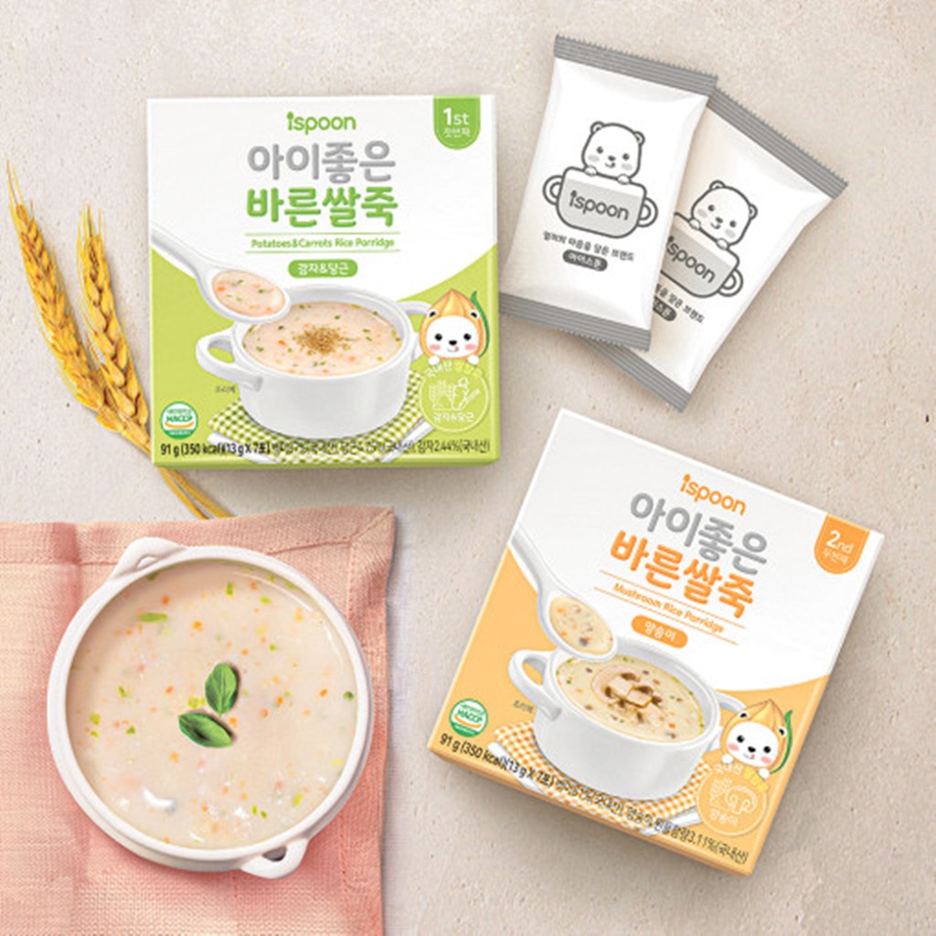 Ispoon Korea Organic Baby Rice Porridge Instant Powder Two Flavors Potato Carrot Mushroom Shopee Singapore