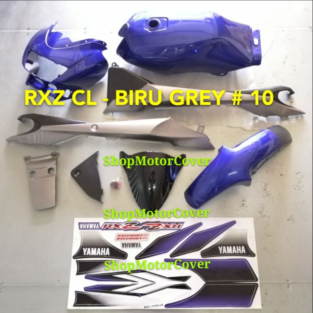 Yamaha Rxz Catalyzer Body Cover Set Biru Grey With Sticker 10 Hld Made In Malaysia Shopee Singapore