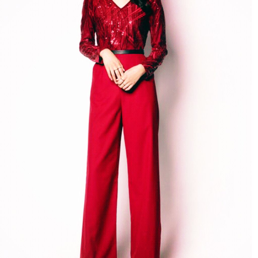 red embellished jumpsuit