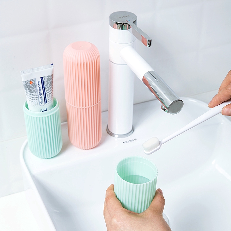 Large Amount Portable Travel Toothbrush Case Cup Simple Wash Striped With  Lid Holder Household Mouthwash | Shopee Singapore