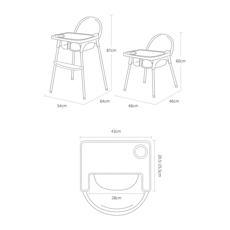 2in1 Baby High Chair Ikea Inspired Adjustable Waterproof Eat Dining Seat Highchair