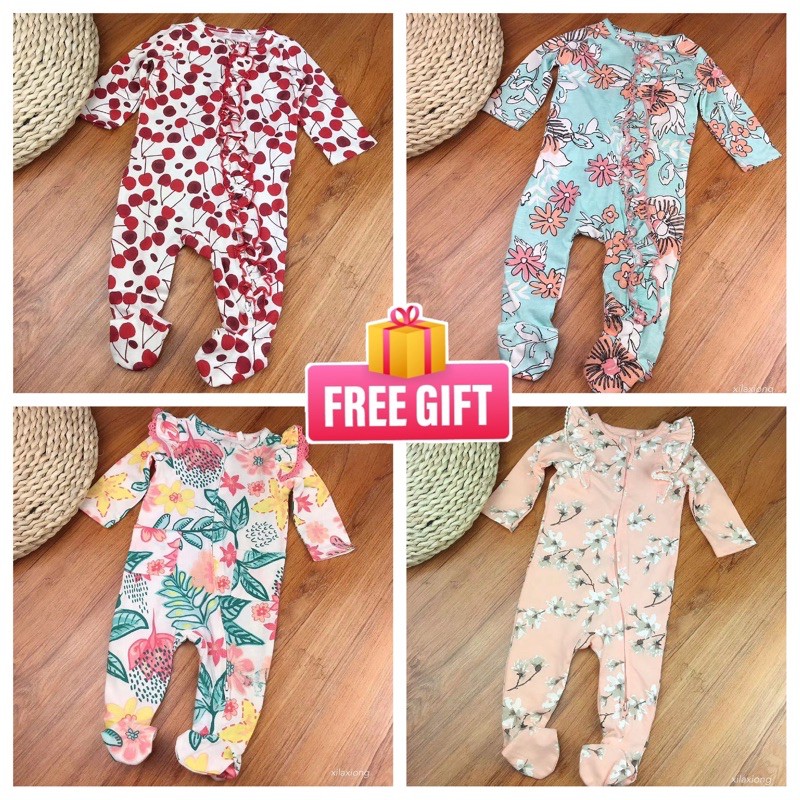 Ready Stock Baby Girl Zip Jumper Sleepwear Pyjama Jumpsuit Sleepsuit Shopee Singapore