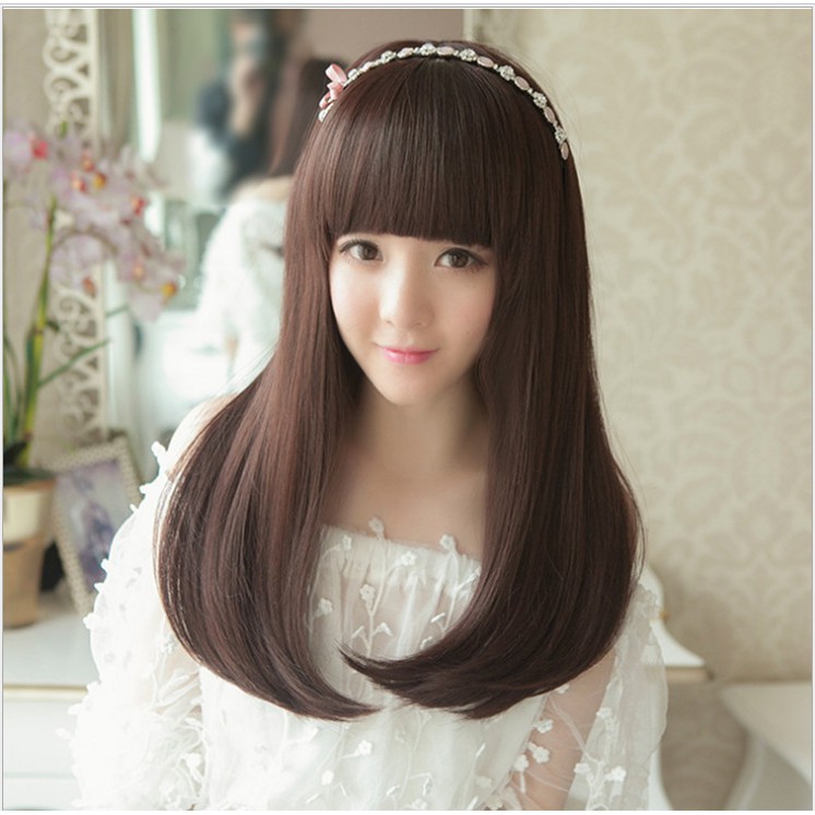 Korean Version Of Liu Hai Long Hair Wig Hair Long Straight Hair