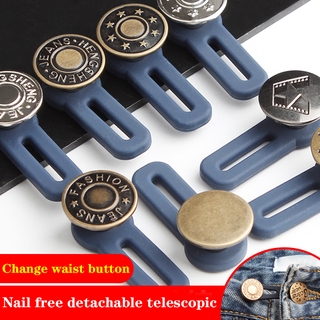 Image of Jeans Button Adjustable Disassembly Daisy Screw Type and Nail-free Model Waist Shorten the Belt Metal Buckles Pant