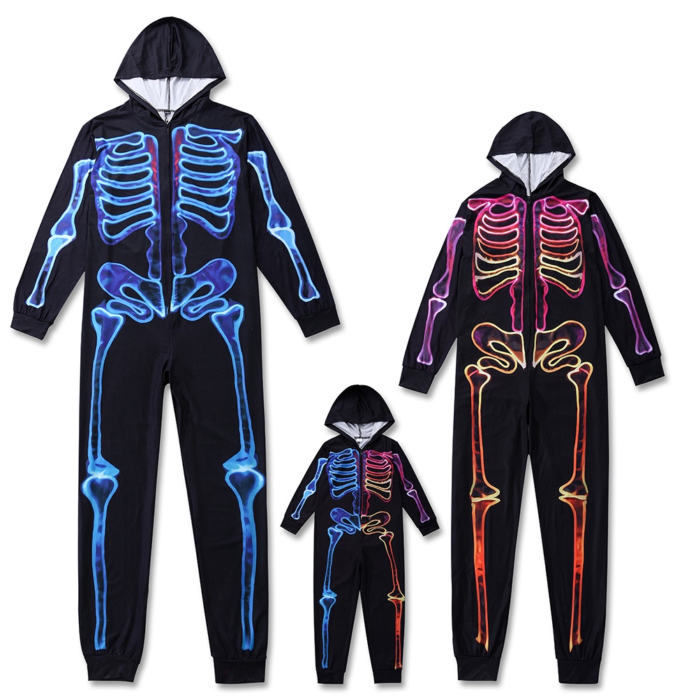 SENYAO Family Halloween Skeleton Onesie Costume Halloween Glowing ...