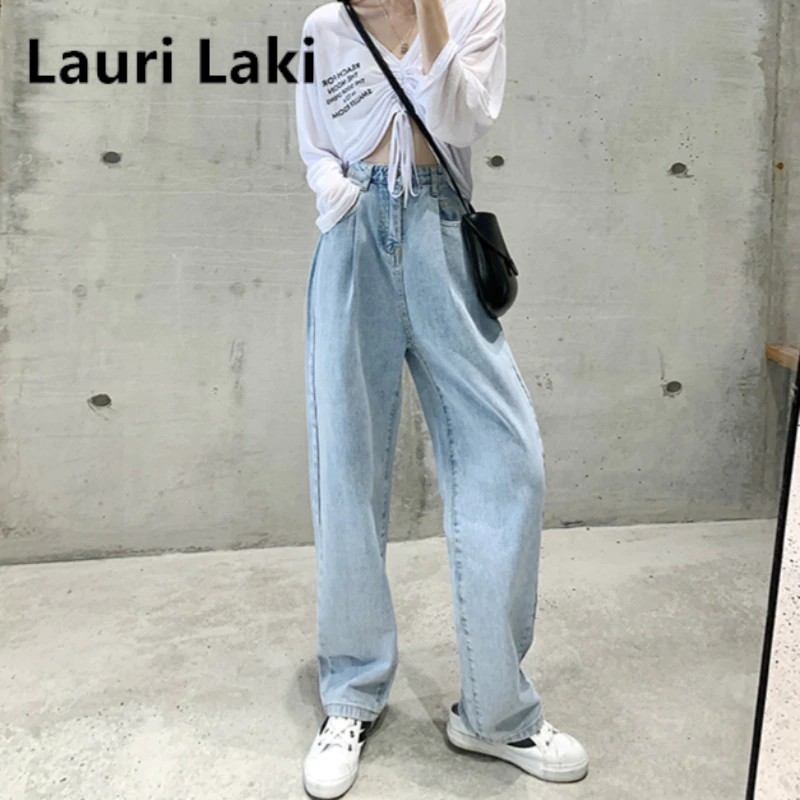 Hot Sales High Waist Jeans Women Plus Size Vintage Wide Leg Jeans Mujer Mom Boyfriend Jeans Femme Street Blue Black Autumn Spring Birthday Gift Shopee Singapore