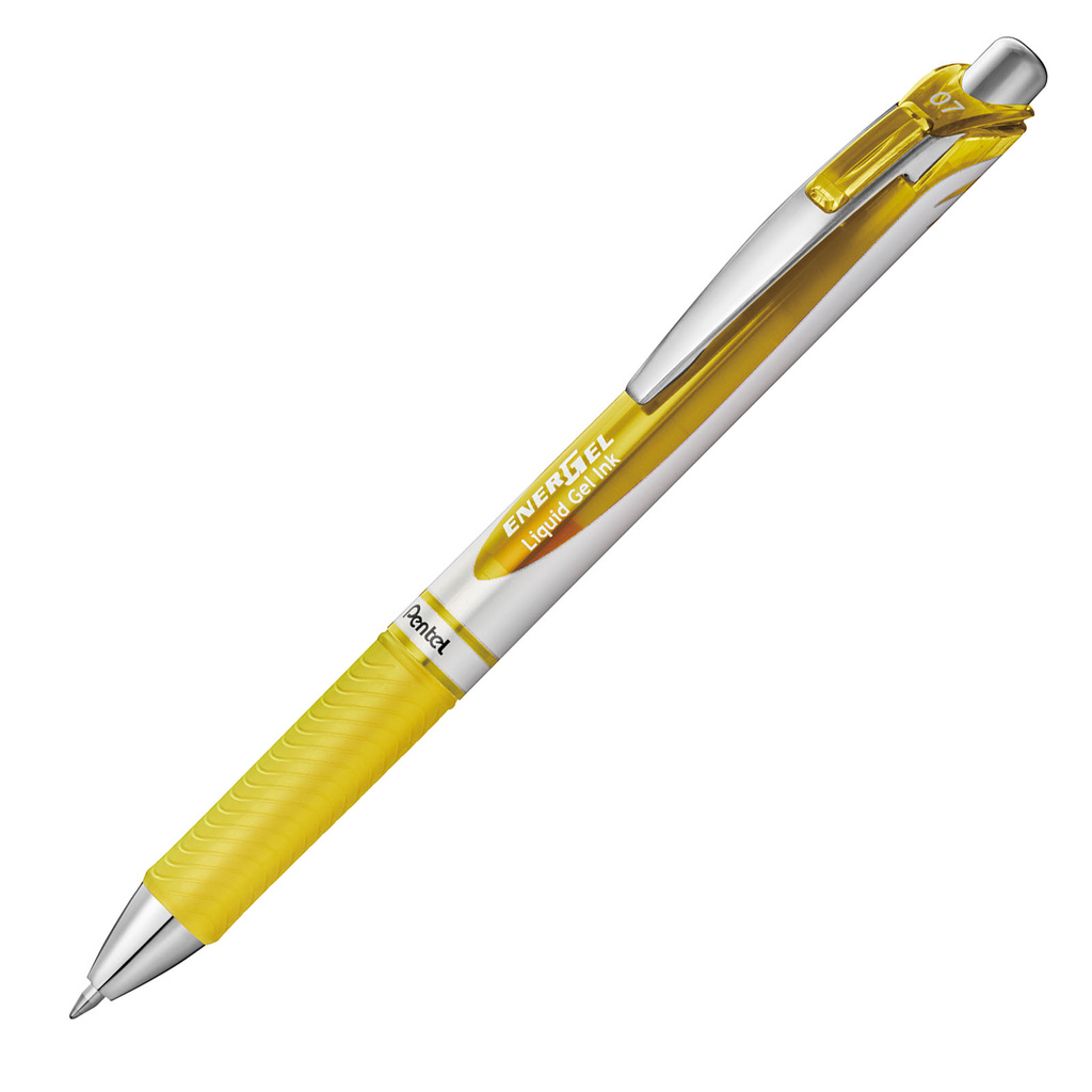 pentel-energel-retractable-gel-roller-pen-0-7mm-yellow-bl77-g-by