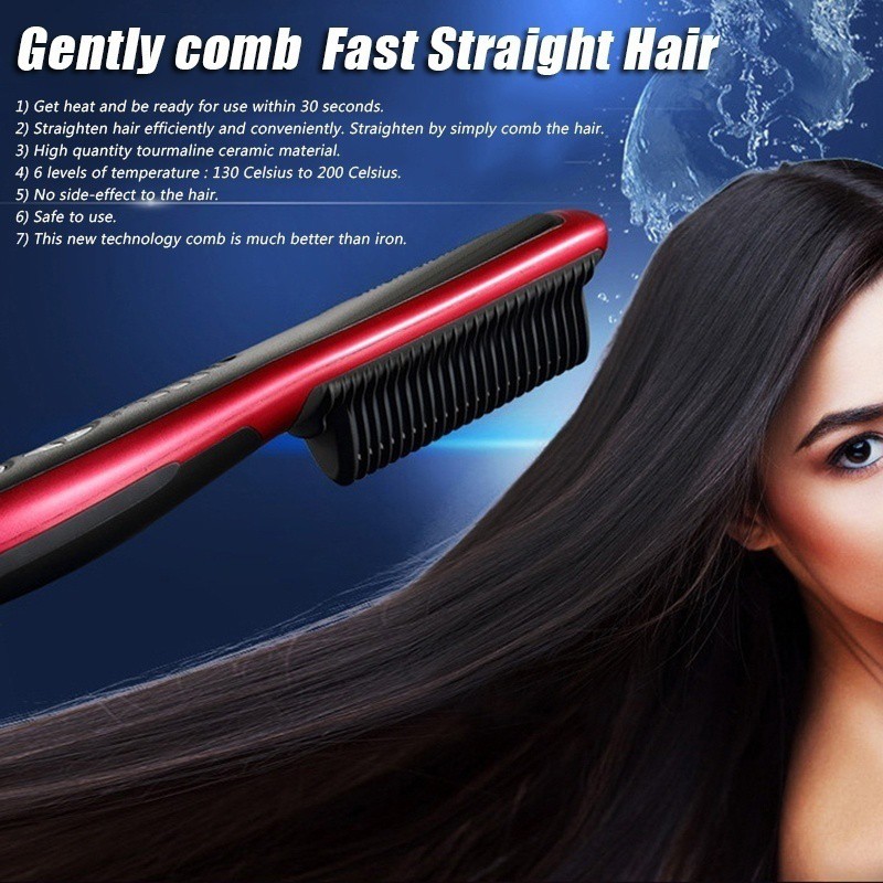 Eu Plug Hair Straightener Brush Irons Instant Magic Silky Straight