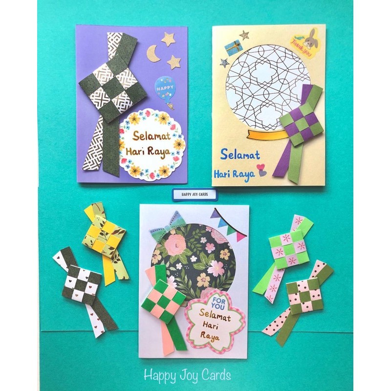 Handmade Hari Raya Cards Series 2 Ketupats Happy Celebration Stars Shopee Singapore