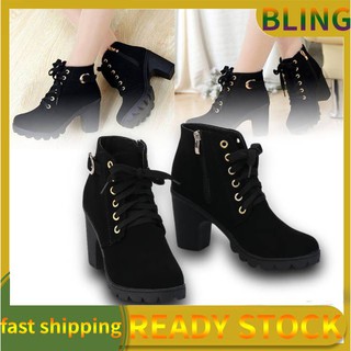 Image of ✨SALE✨Girl Women High Top Heel Lace Up Buckle Ankle Boots Winter Pumps Suede Shoes