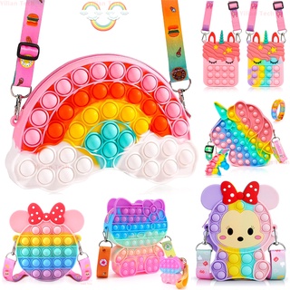 Pop Unicorn Bag Purse Handbags Shoulder Strap Silicone Rainbow Kawaii Messenger Bag Girl Children Push Bubble Toy Gift #0