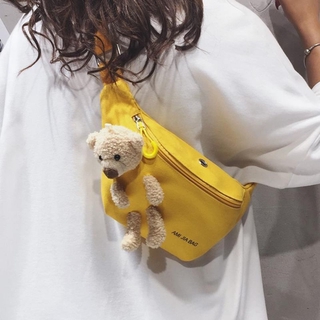 Image of Handbags Shoulder Bags Women 2022 Summer New Fashion Female Plush Crossbody School Students Bear Cartoon Messenger Bags
