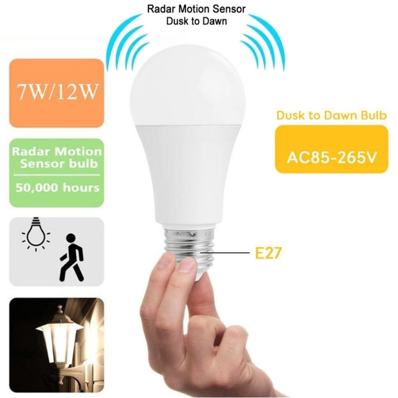 Motion Sensor Light Bulb Smart E27, Led Bulbs For Outdoor Lighting