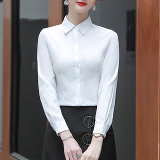 Image of Long Sleeve White Shirt Women's Professional Office Lady Formal Work Clothes Large Short Sleeve Women's Shirt