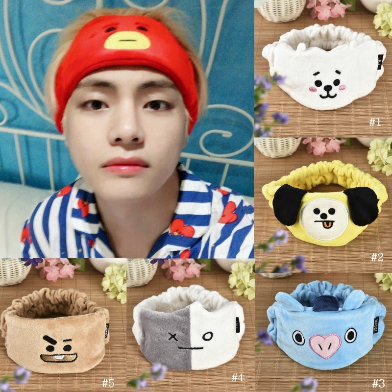 1Pcs Kpop BTS Lovely Girls Sweet Cartoon Headband Hair Band for Makeup