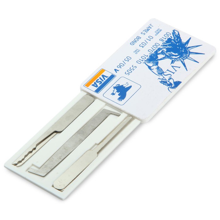 Credit Card Lock Pick Set / Lock Picking / Door Padlock Opener Tool - White
