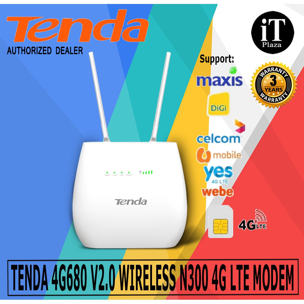 Tenda N300 4g680 V2 0 4g Lte Wireless Wifi Modem Router Sim Card Can Voice Call Volte Support Maxis Digi Celcom U Mobile Shopee Singapore