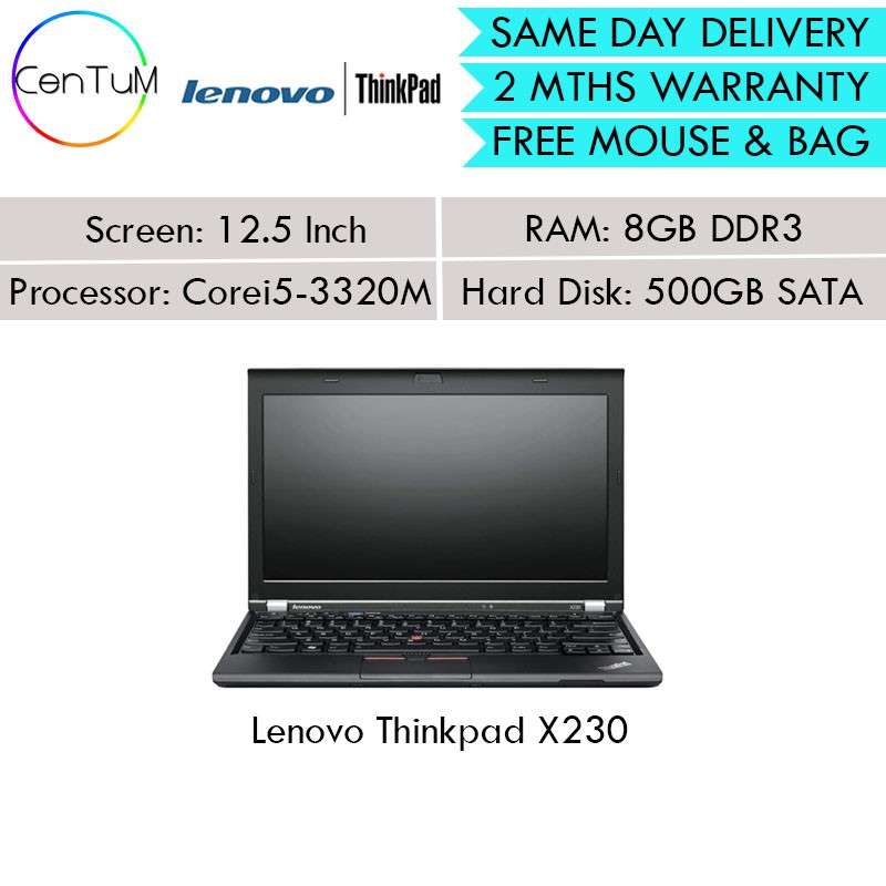 Same Day Delivery Lenovo Thinkpad X230 12 5 Core I5 4gb 8gb 500sata Win10 Pro Notebook Laptop 2 Months Wa Shopee Singapore