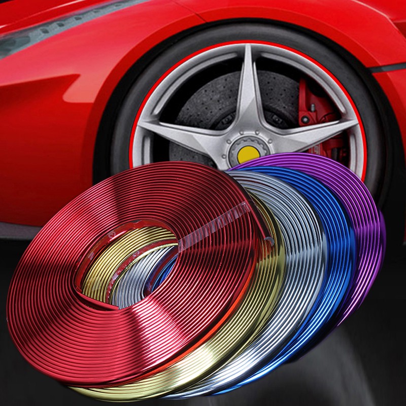 8M Car Wheel Rim Sticker Chrome Wheel Decoration Auto Tire Rims Plated Strip Shopee Singapore