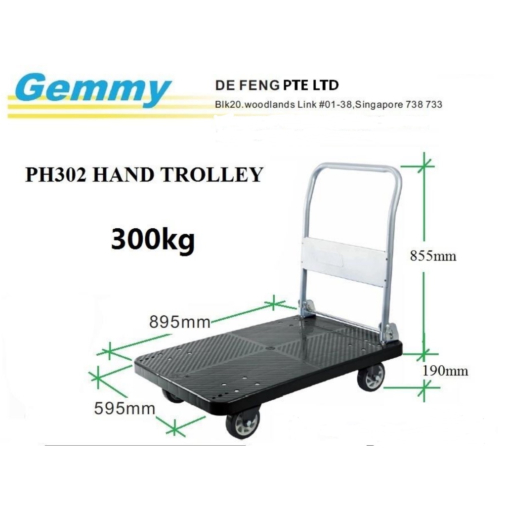 {SG InStock}Hand Trolley ( Foldable ) Load Weight 300kg ( Black Colour
