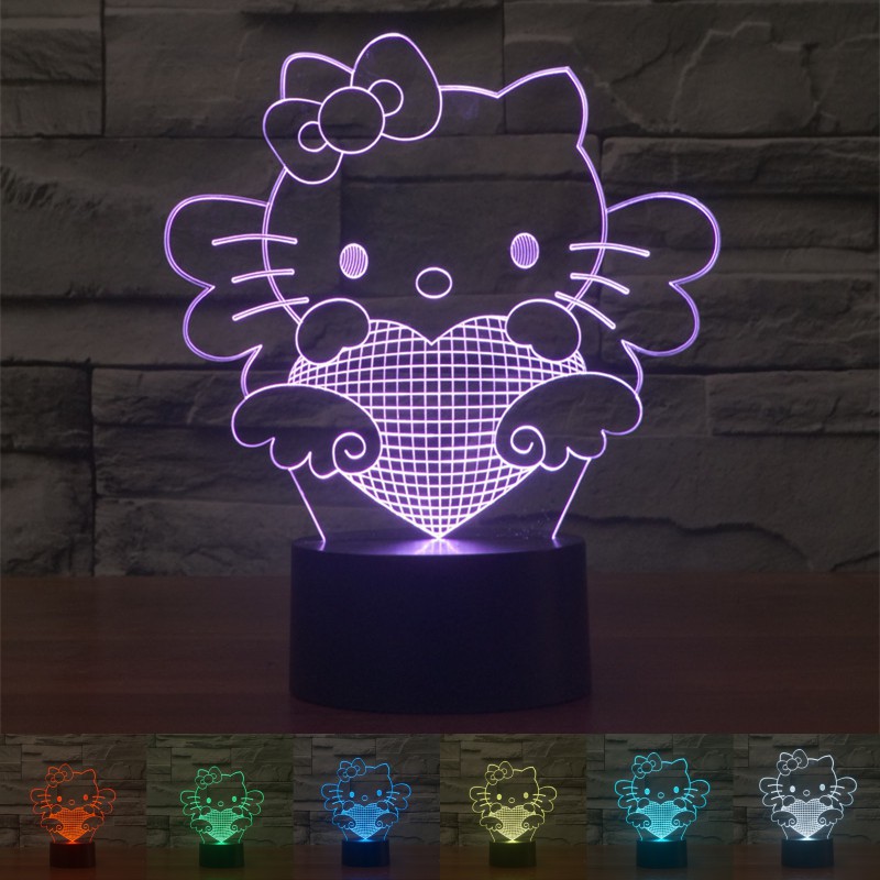 3D LED illusion Hello Kitty USB 7Color Table Night Light Lamp Bedroom Child Gift 
