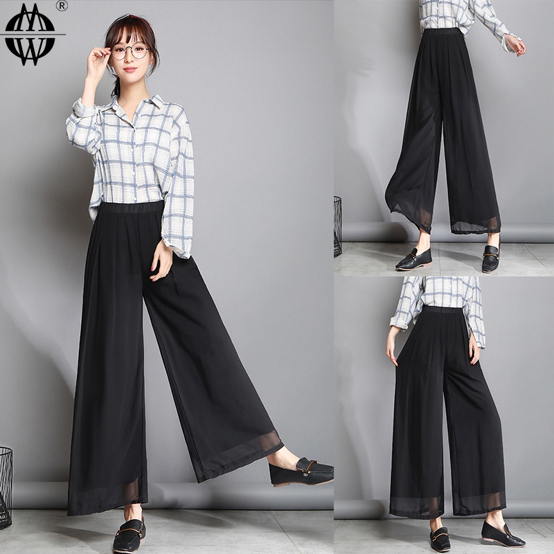 black chiffon pants