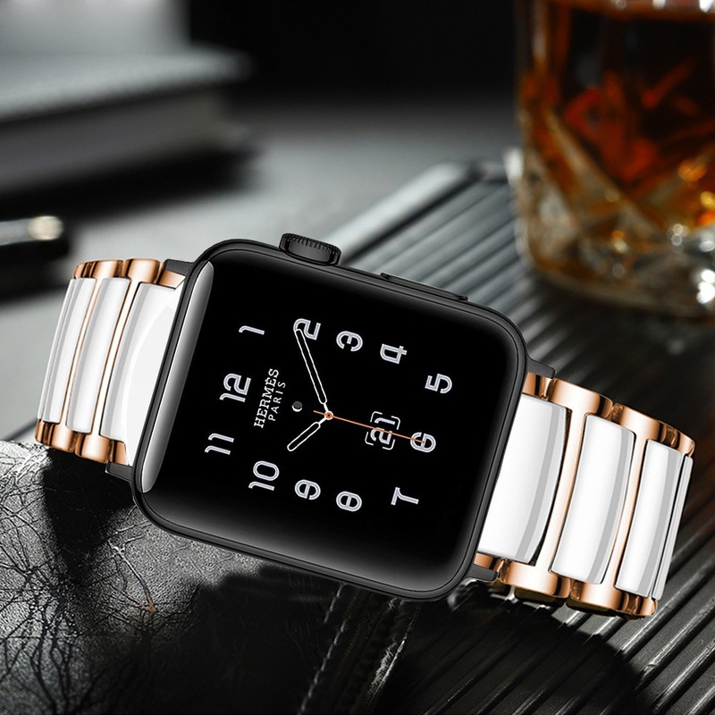 Luxury Ceramic Band For Apple Watch 38 40 42 44 Mm Bands Iwatch Series 6 5 4 3 2 Se Stainless Steel Durable Business Strap Wristband Shopee Singapore