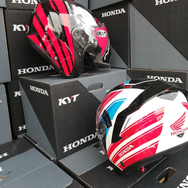 Helmet Kyt Nfj Honda Black White 100 Original Limited Edition Shopee Singapore