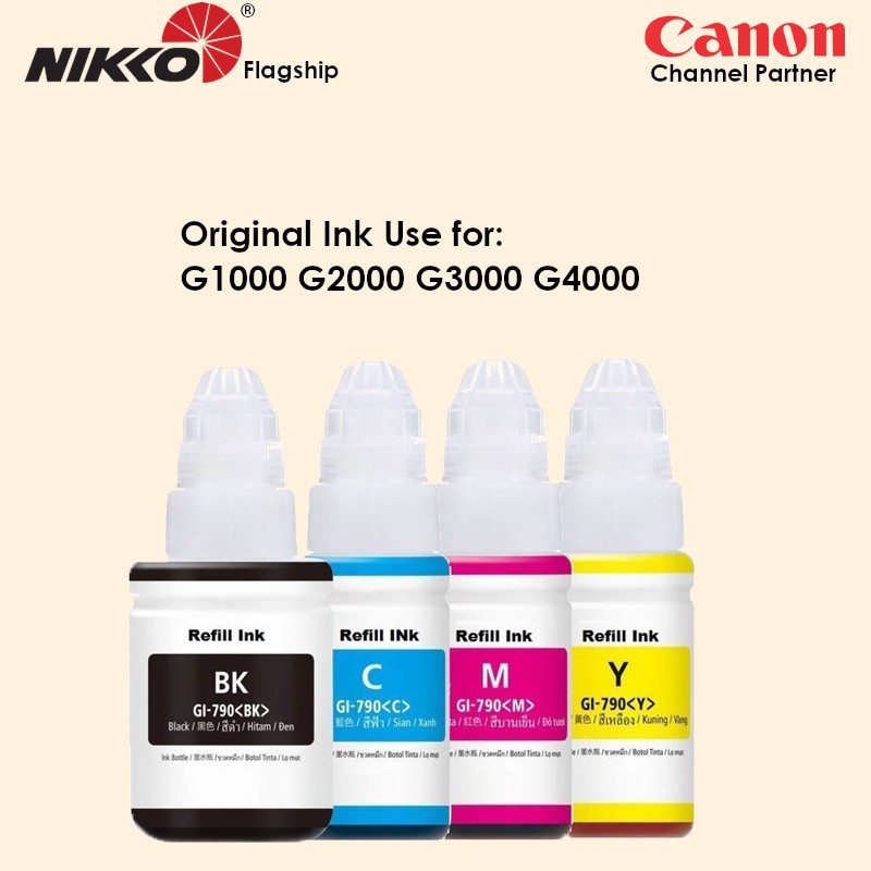 Canon GI790 GI 790 GI790 Black Cyan Magenta Yellow Refill Ink Bottles