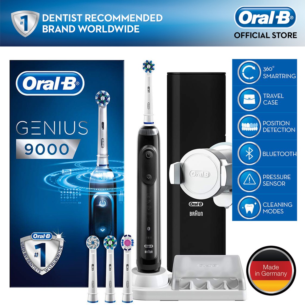 Oral B Genius 9000 Electric Toothbrush With Gum Care Floss Action Whitening Mode Black White Rose Gold Shopee Singapore