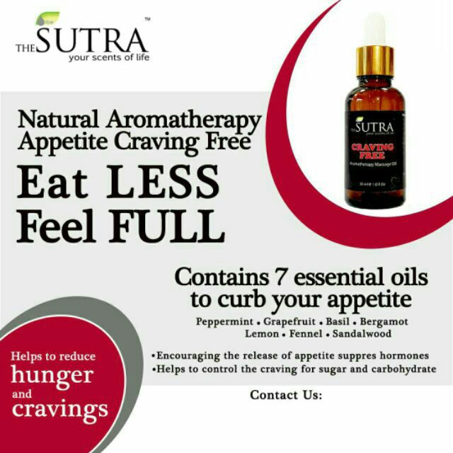 Shop Malaysia Sutra Craving Free Aromatheraphy Massage Oil Appetite Suppressant 30ml Shopee Singapore