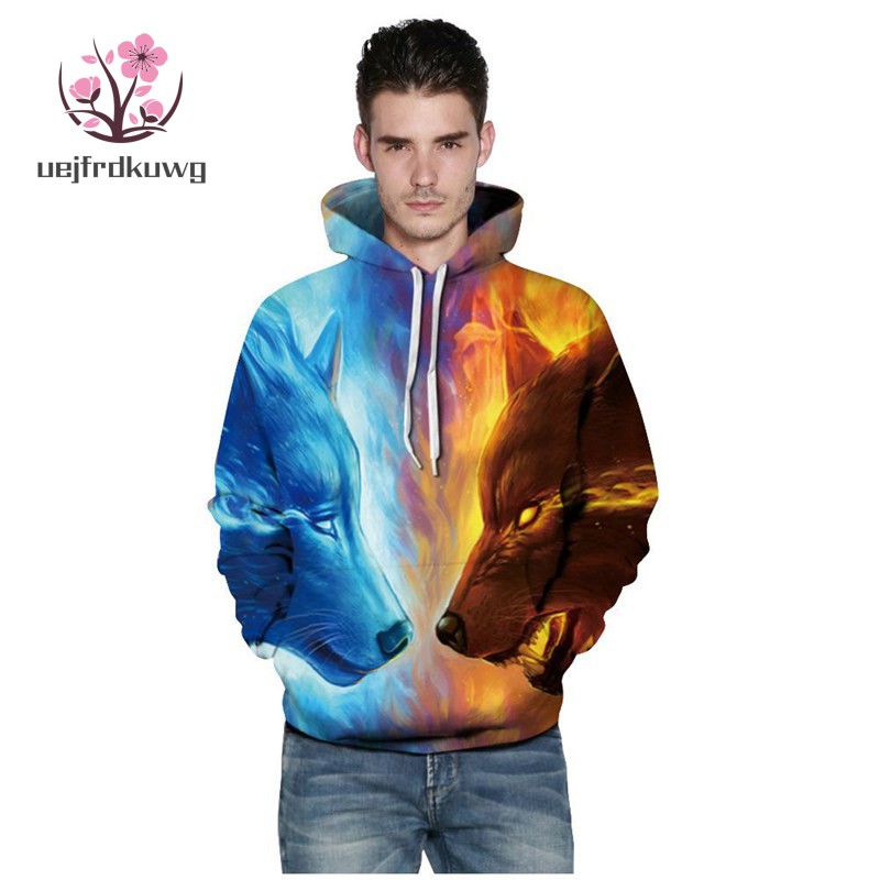 fire ice wolf hoodie