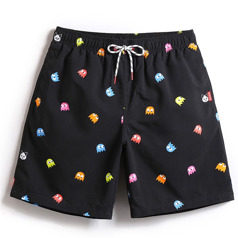 Mens Quick Dry Swim Trunks Colorful Crazy Colorful Dog Paws Beach Shorts 