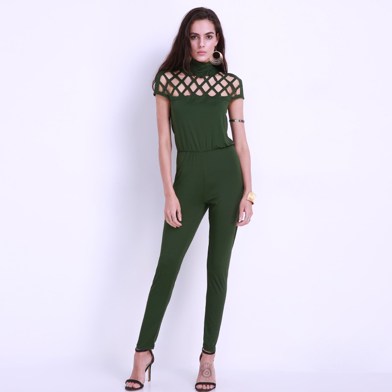 green high neck jumpsuit