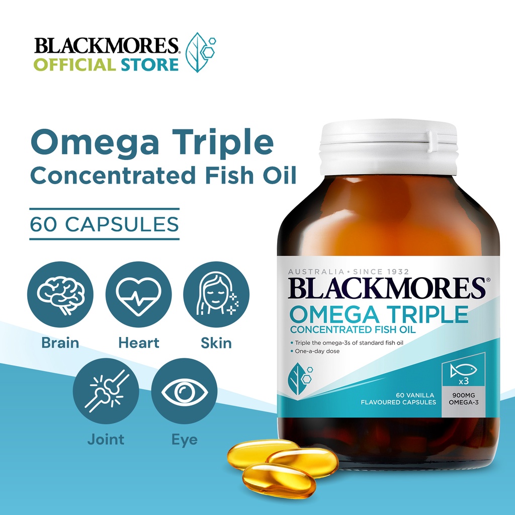 Blackmores Omega Triple Concentrated Fish Oil (60s) Contains DHA, EPA
