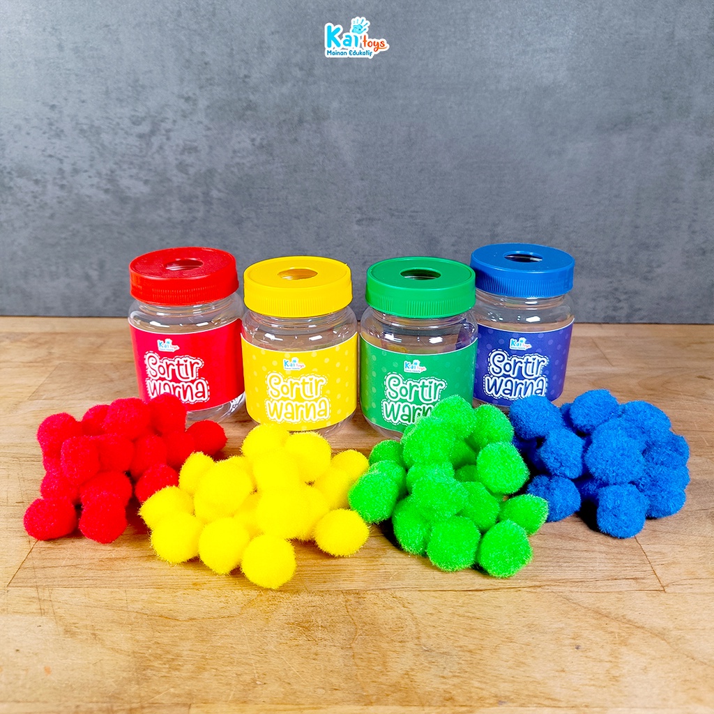 Button Sort/Pompom Sort/Color Sort/Educational Montessori Toys To Know The Color Of The Busy Jar