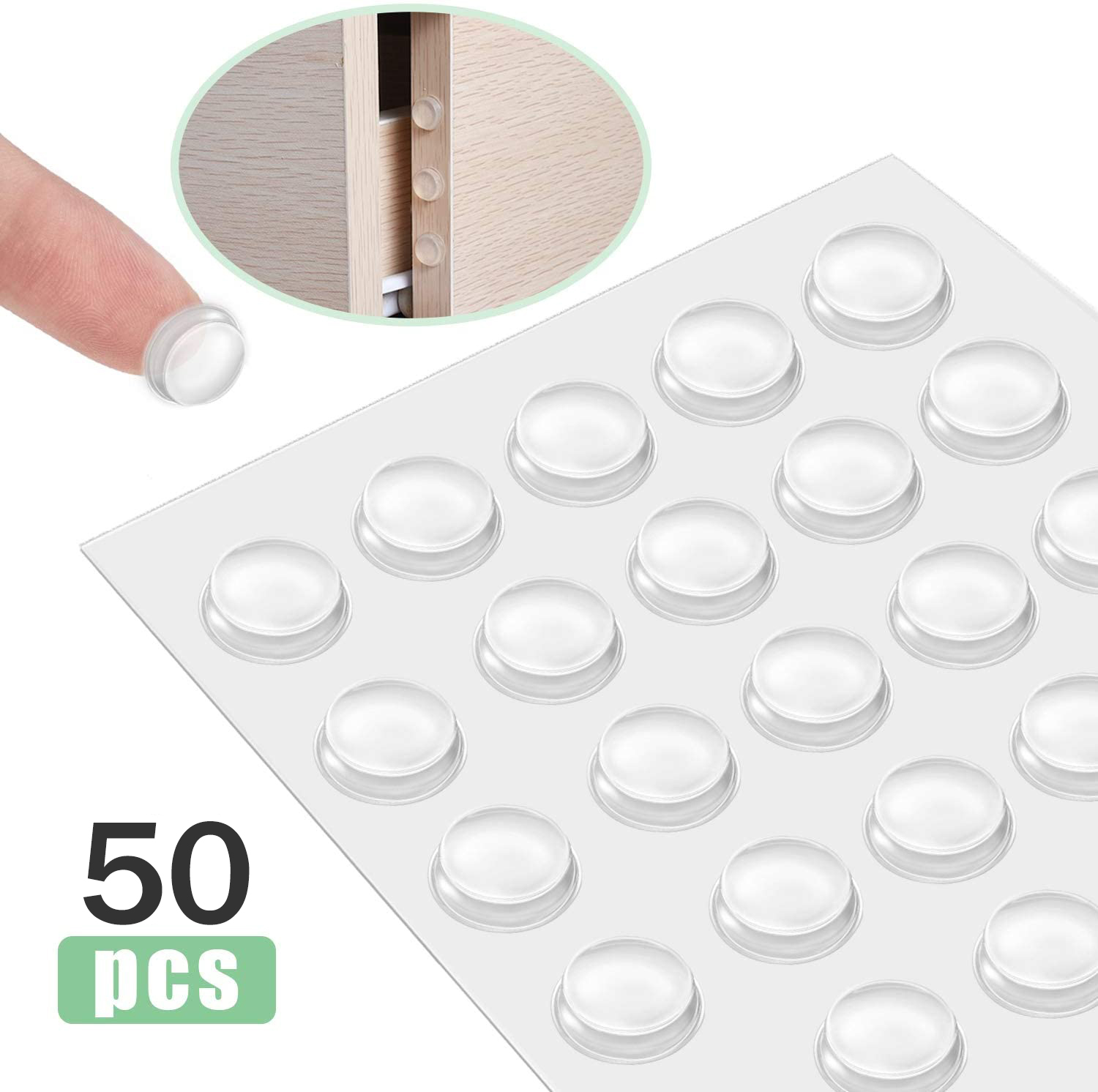 50 Pcs Pack Self Adhesive Clear Cupboard Door Drawer Bumpers /