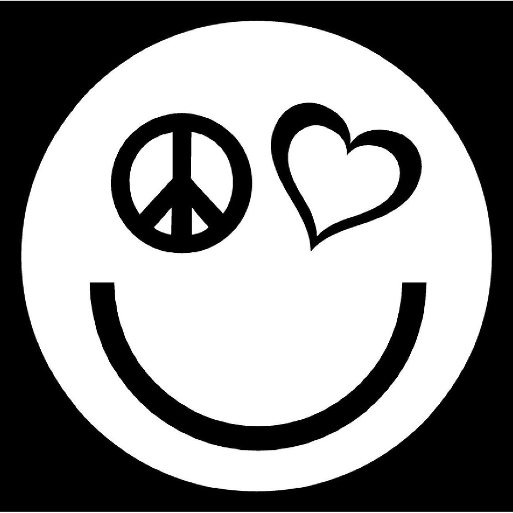 5/" LOVE AND PEACE HEART vinyl decal car window laptop sticker symbol sign