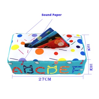 【SG】My First Baby Tissue Box Soft Stuffed High Contrast Crinkle Montessori Square Sensory Toys Juggling Rainbow Dance Sc #4