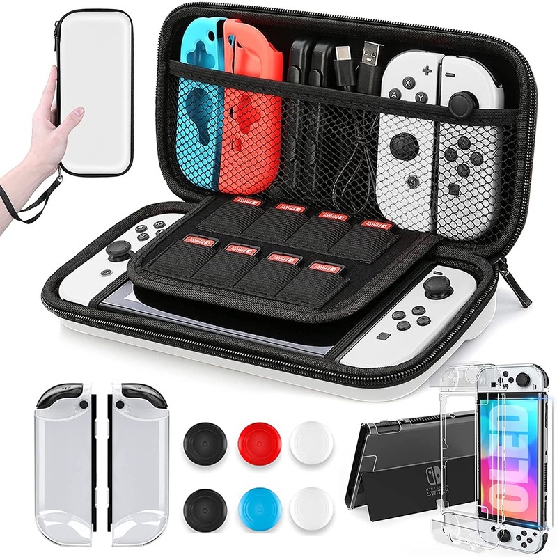 Nintendo Switch OLED Model Carrying Case, 9 in 1 Accessories Kit for