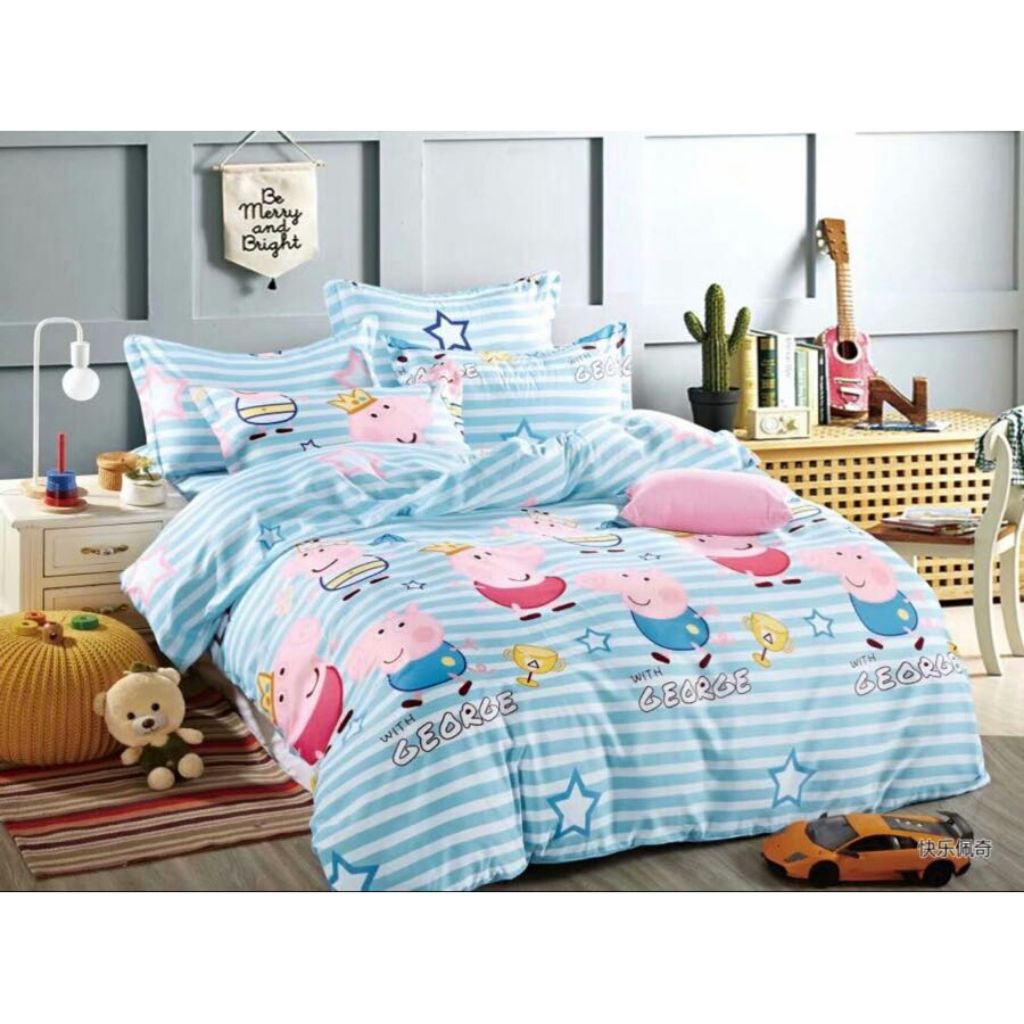 Peppa Pig Blue Bedsheet Shopee Singapore