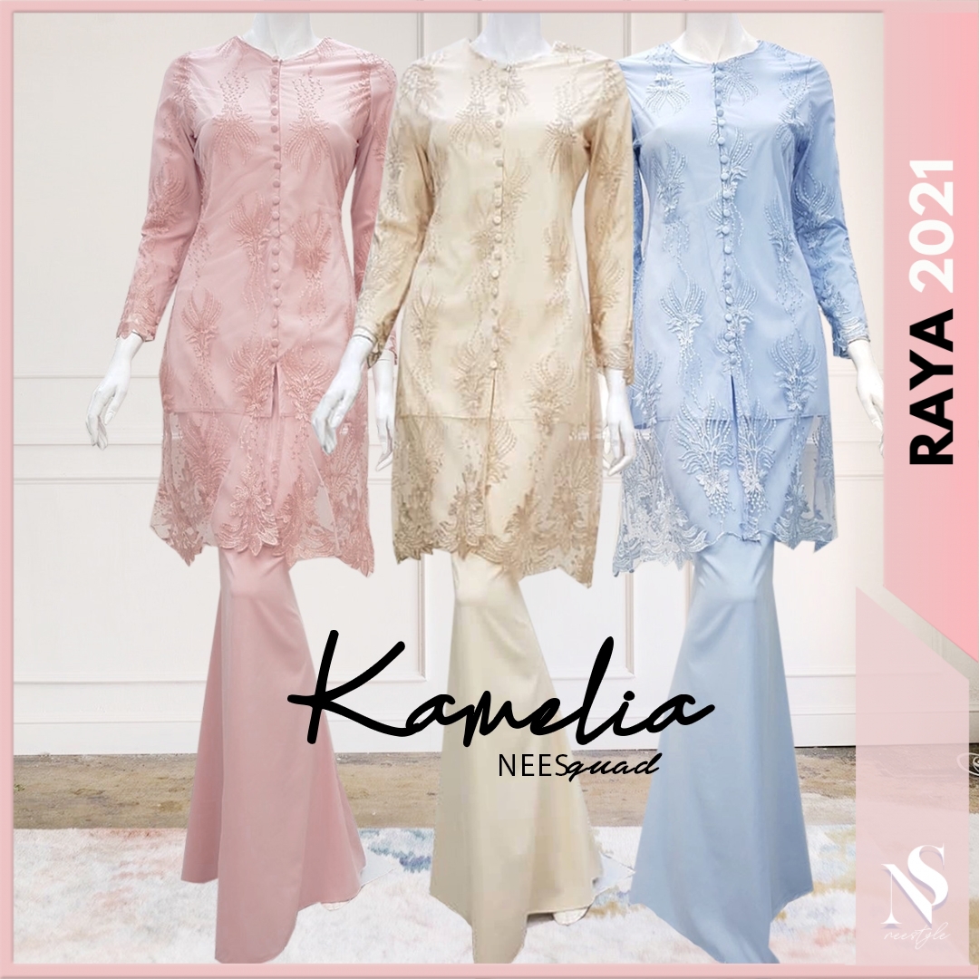 [BAJU RAYA 2021] KAMELIA • Baju Kurung Kebarung Moden Nikah Tunang ...