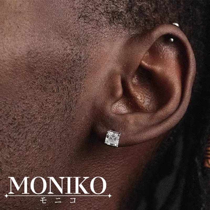 MONIKO Silver 92.5 Original Italy Silver earrings Stud Stainless Diamond Earrings for Women/ Men