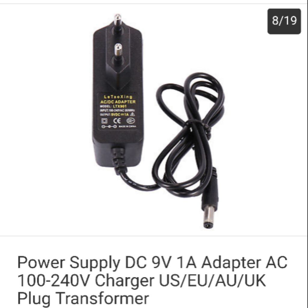 UK Plug DC 9V 1A AC Power Supply Adapter Converter Charger 110-240V 3Pin Mains